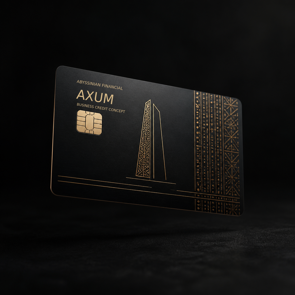 Abyssinian Financial Axum business credit card concept in black and gold
